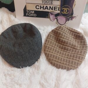 Turtle K brand Mens Suede Newsboy Tan Cap hat + Unbranded Grey Cap